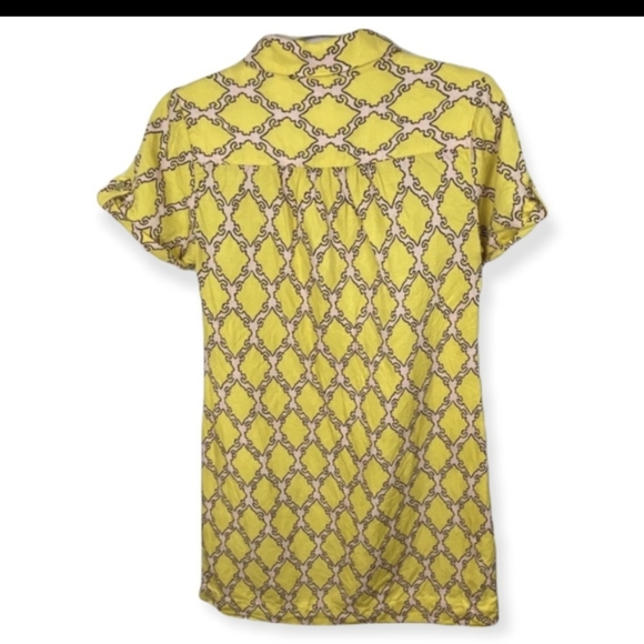 Kate Spade Silk & Linen Yellow Pink Dress Size XS Collared Cuffed Polo Mini - Picture 2 of 4